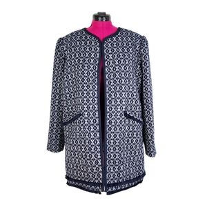 Carolina Belle Navy and White Patterned Blazer